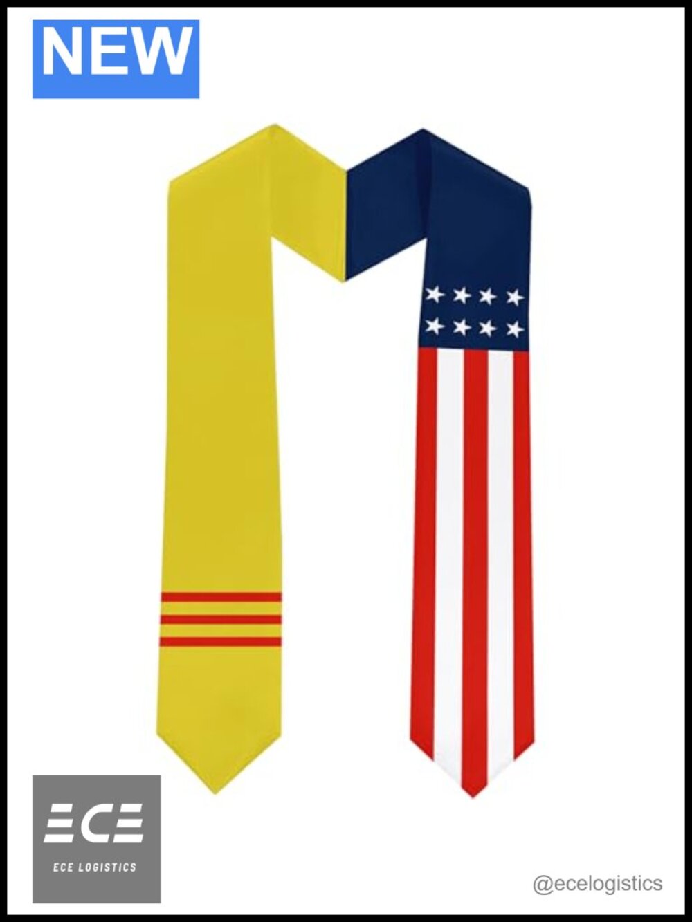 Vietnamese Graduation Sash Flag Stole Scarf Satin Double Sided 70x5